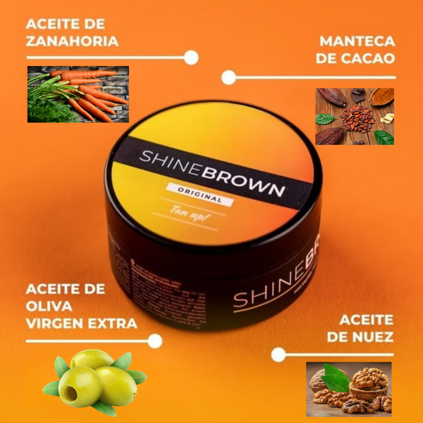 Crema bronceadora Shine Brown - Tu mejor bronceado en 1 día