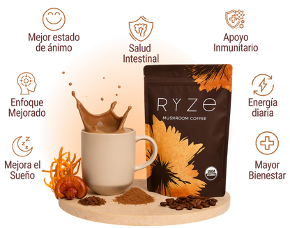 Ryze: Café Funcional con Hongos Adaptógenos  🌻 Energía y Foco Natural